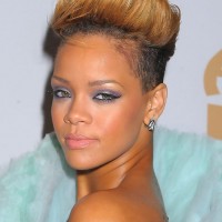 Rihanna New Short Spiked Ombre Fauxhawk Hairstyle