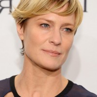 Robin Wright Short Straight Haircut with Side Swept Bangs