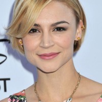 Samaire Armstrong Chic Short Sleek Straight Haircut with Bangs