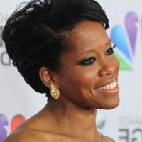 Side View of Regina King Short Side Parted Haircut for Black Women