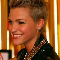 Side View of Ruby Rose Short Spiked Fauxhawk Haircut for Women
