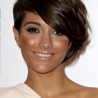 Singer Frankie Sandford Short Asymmetrical Haircut with Bangs