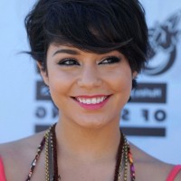 Vanessa Hudgens Cute Layered Short Black Straight Hairstyle for Summer