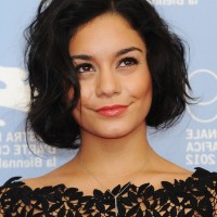 Vanessa Hudgens Cute Short Black Wavy Hairstyle for Round Faces