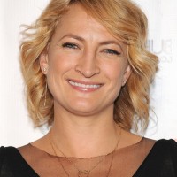 Zoe Bell Short Blonde Wavy Hair Style with Bangs