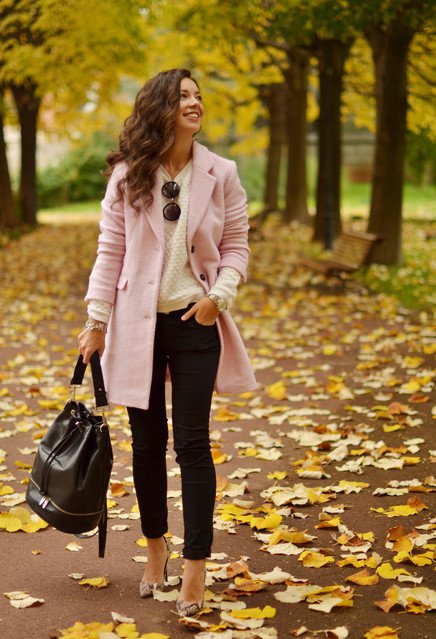 Baby Pink Winter Coat Outfit Idea for 2015