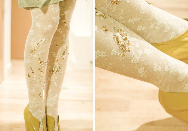 DIY Crystal Embellished Tights