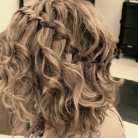 Beautiful Waterfall Braided Hairstyle for Medium Hair