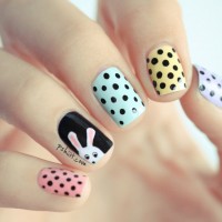 Fashionable Dot and Bunny Nail Design for Women