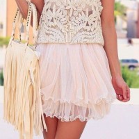 Lace tank and mini tulle skirt