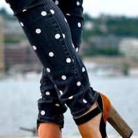 Polka dot skinny jeans