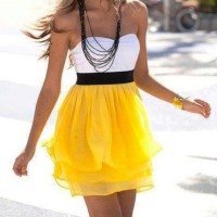 Yellow and white dress combo