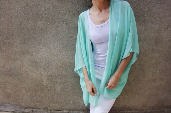 Mint green sheer kimono