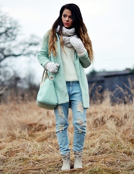 mint green winter coat