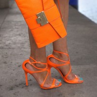 Orange strappy heels